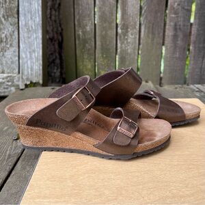 Birkenstock Papillio Dorthy Leather Wedge Heel Sandals Sz 36EU 5/5.5 US